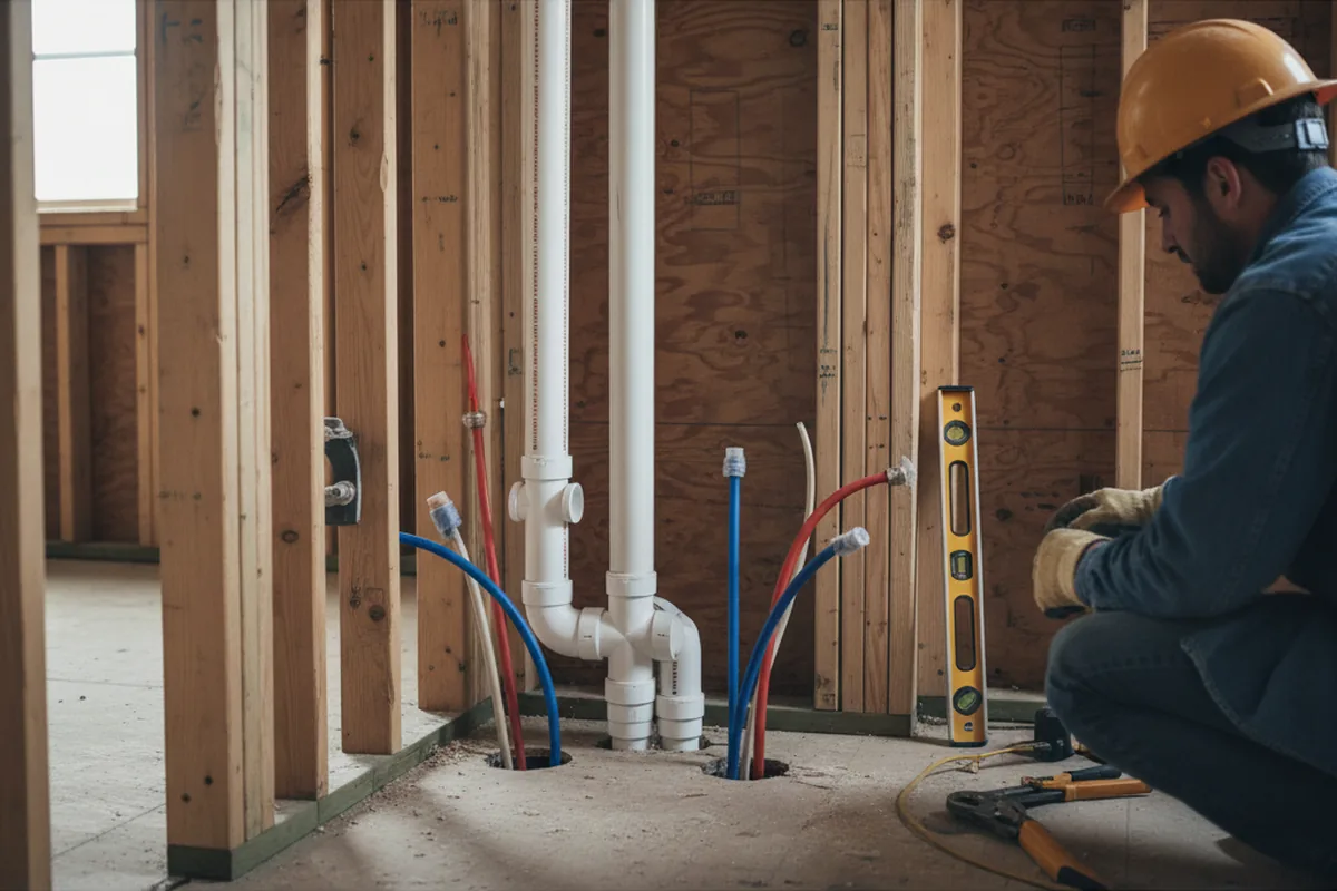 Drain and supply rough-in during Leak Detection in Ankeny