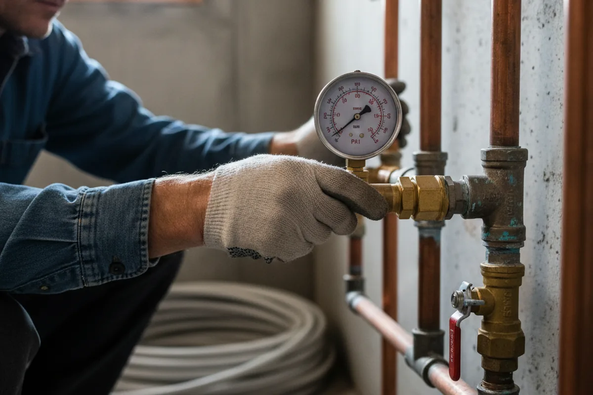 Pressure testing a repaired line during Water Line Repair in Ankeny